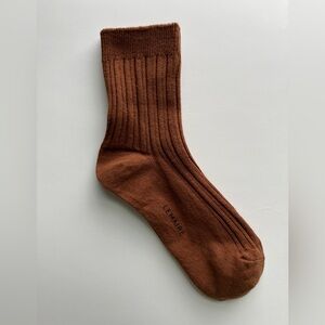 Lemaire Chestnut Ribbed Casual Socks